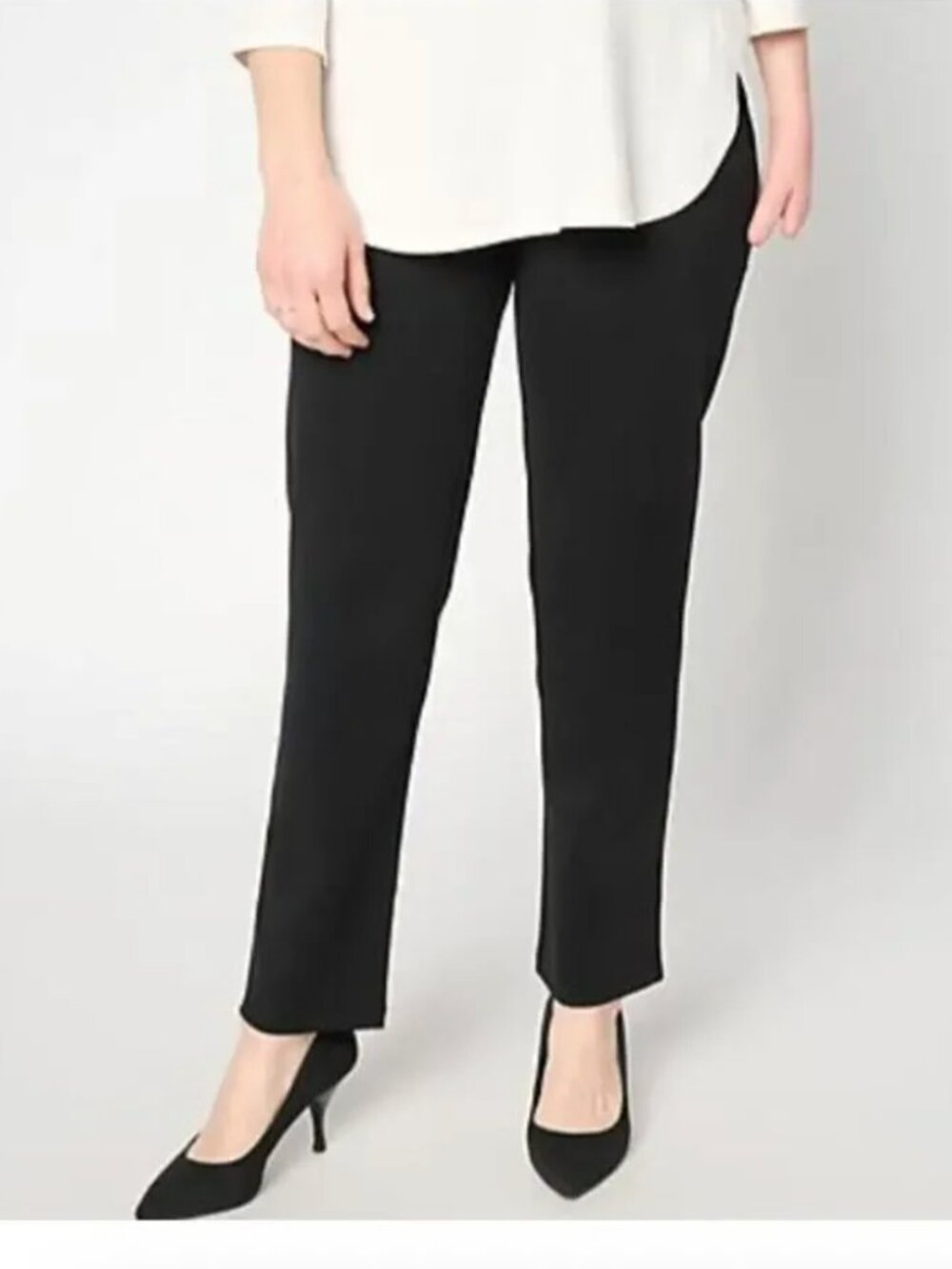 Susan Graver Regular Ponte Straight-Leg Pull-On Pants 2X Black